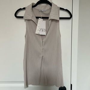 Zara Women's Cream Sleeveless Top